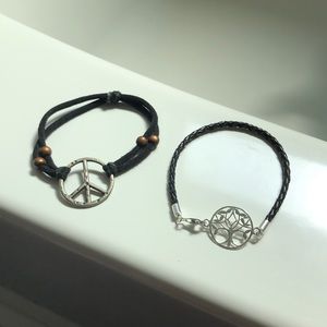 Black and silver bracelet pair